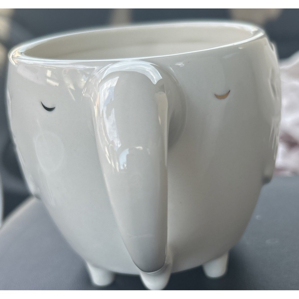 Porcelain Elephant Mug with Legs OPAL HOUSE  - Collectible Gold Accents Planter